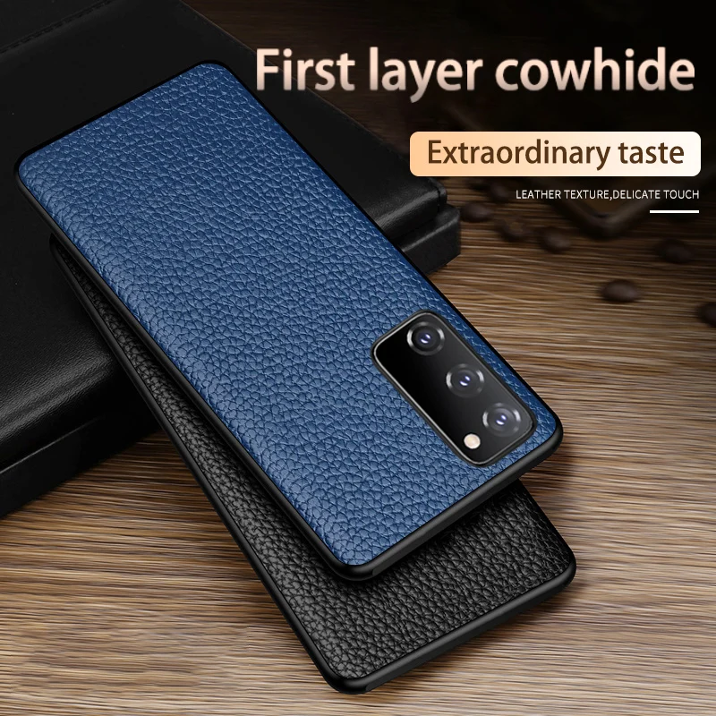 Leather Phone Case For Samsung Galaxy S21 S22ultra S20 FE S10e s9 s8 plus Cowhide Cover For Note 20 Ultra Litch texture Case