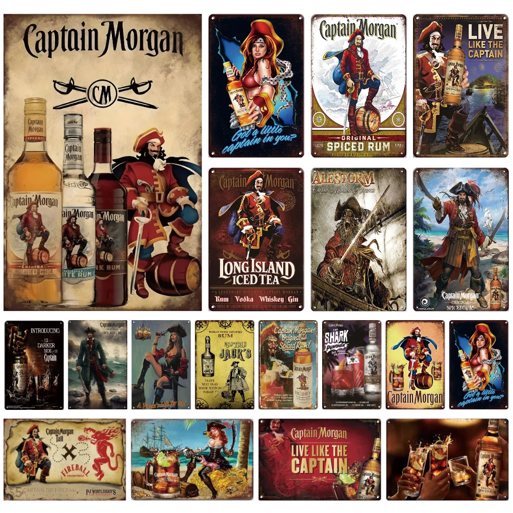 Captain Morgan Retro Tin Metal Sign персонализированный плакат декоративная настенная табличка