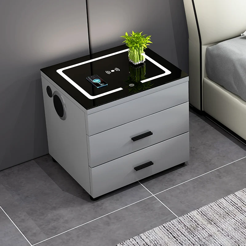

Bed Corner Bedside Table Mobile Bedroom Side Minimalist Unique Smart Table Coffee Modern Luxury Mesa De Noche Furniture WWH30SX