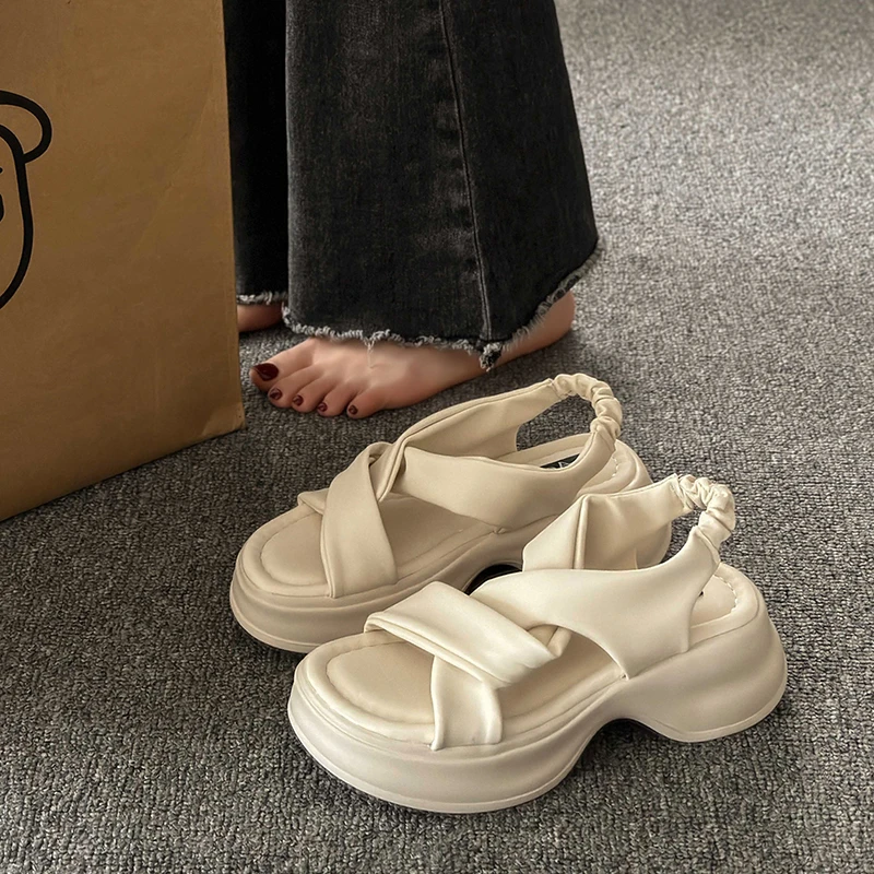 Summer New Platform Women's Sandals Fashion Open Toe Thick Sole Slope Heels Women's Elegant Sandals