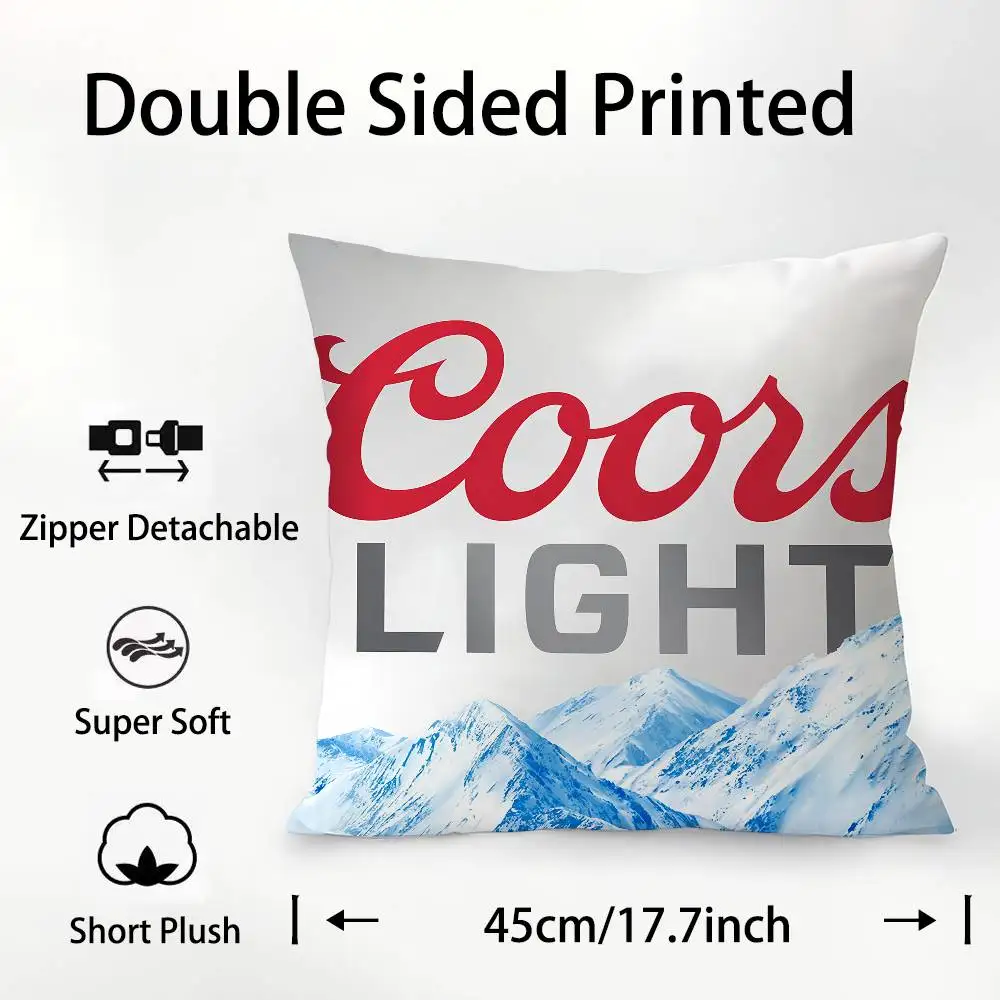 Фото Наволочка с пивом C-Coors, плюшевая ткань, мягкая наволочка, двухсторонняя наволочка с принтом, подарки для дома №3