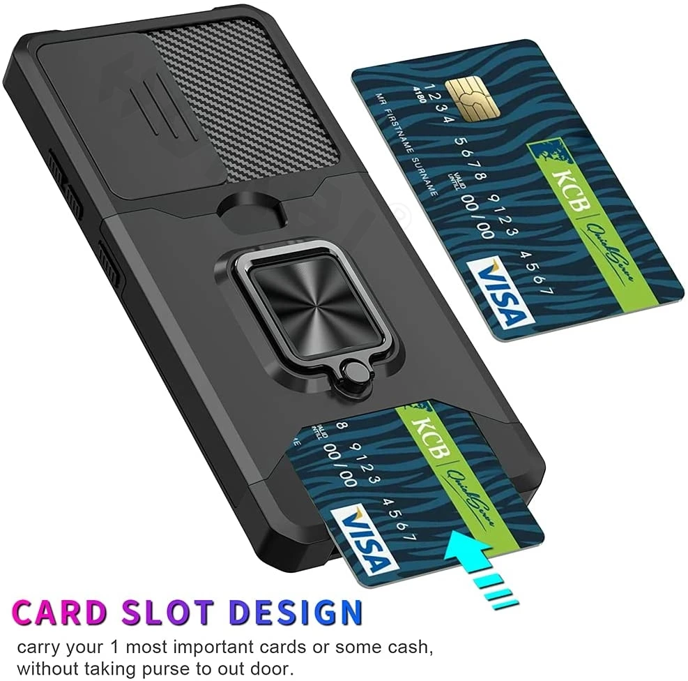 Card Holder Stand Kickstand Heavy Duty Slim Shockproof Case for Samsung S23 Ultra Note 20 Ultra S22 S21 A12 A32 A52 A72 A82 Case