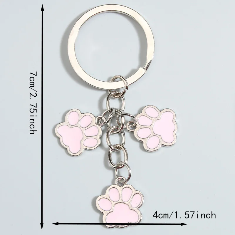 1Pcs Enamel Keychain Cat Dog Paw Key Ring Footprints Key Chains DIY Women Men Handbag Accessories Handmade Jewelry Gifts