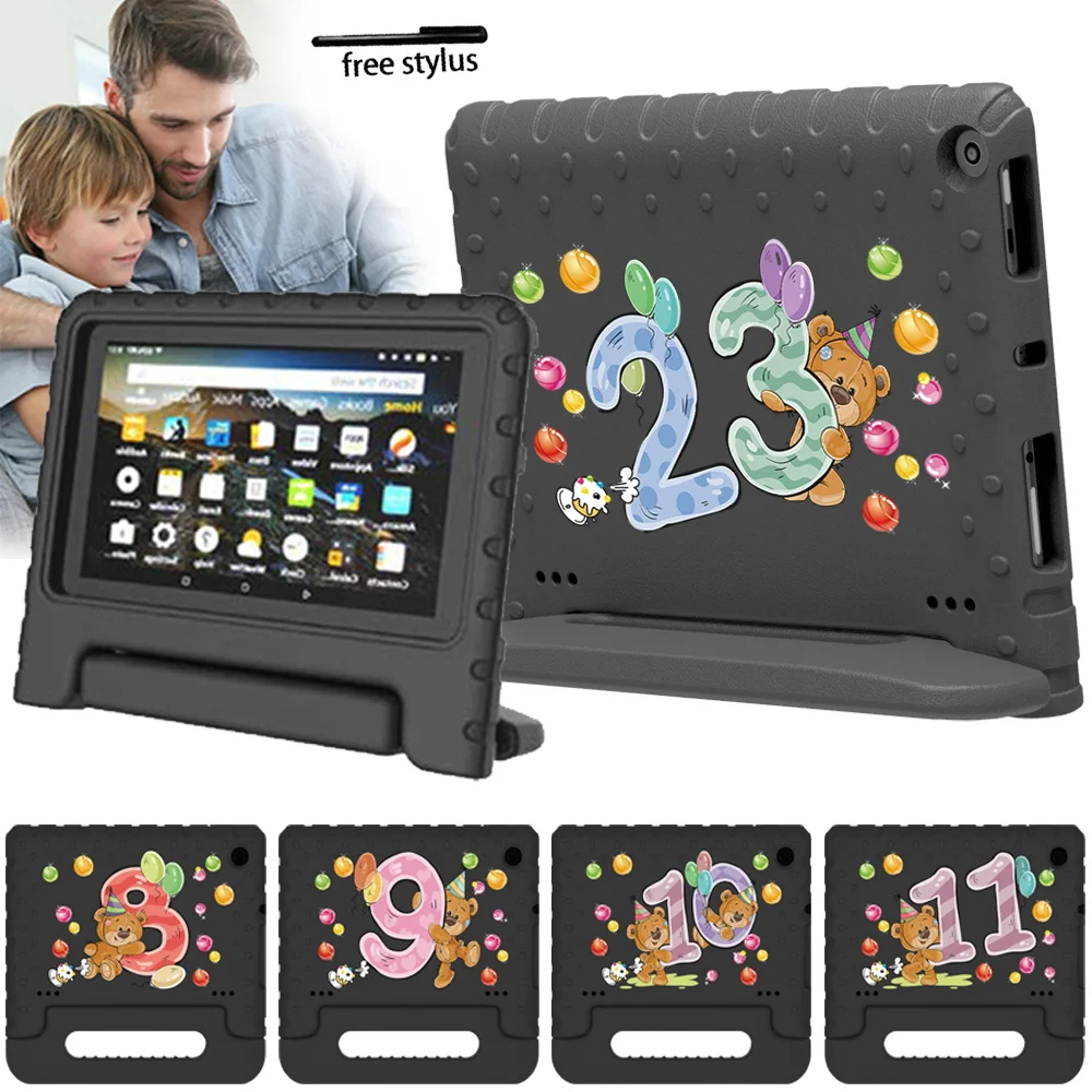 

For Fire 7 12th Gen 2022/HD 8 Tablet Case Kids Protective Shell Shockproof EVA Hand-held Stand Cover for Kindle Fire HD 8 Plus
