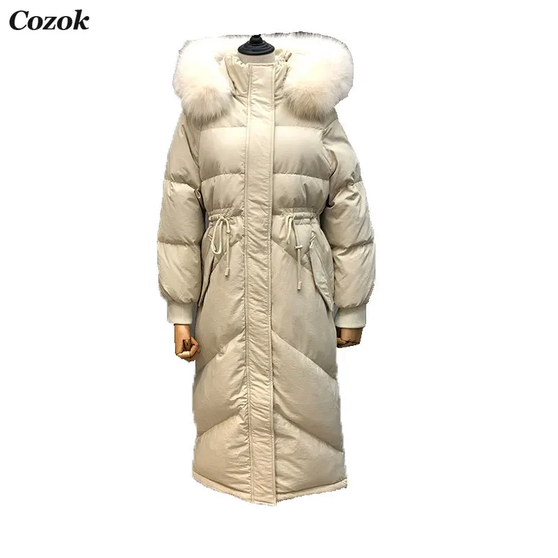 Women's Winter Jacket Clothes 2021 Long Fox Fur Collar Hooden Down Jackets for Women 90% White Duck Down Filling Parkas Coats enlarge