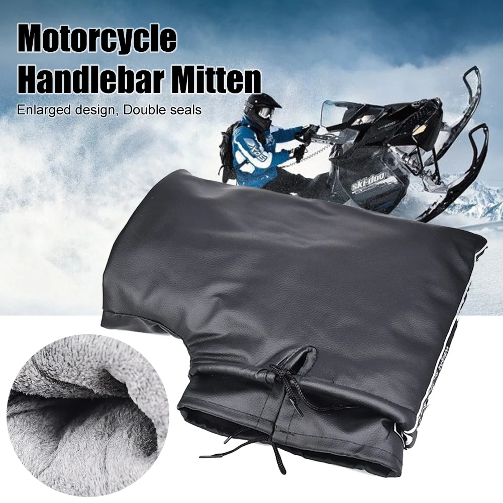 

Motorcycle Mitten Gloves Plush Lining Waterproof Handlebar PU Protective Gloves Warmer Winter Thick Warm Grip Handle Bar Muff