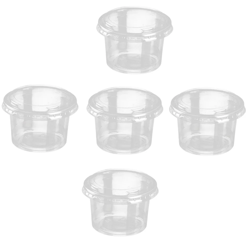 

100PCS 2oz Disposable Plastic Portion Cups Clear Portion Container with Lids for Jelly Yogurt Mousses Sauce