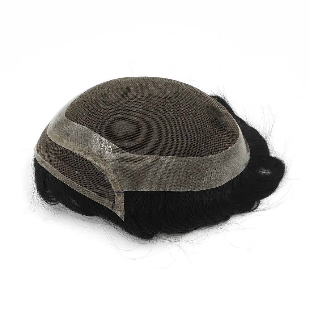 Мужской Парик HD Из Натуральных Человеческих Волос Индийский Швейцарский