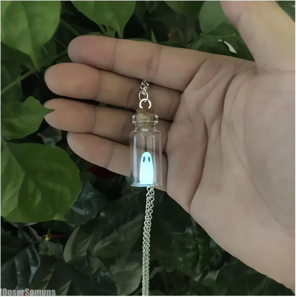 Призрак в бутылке подвеска ожерелье украшения для Хэллоуина милая светящаяся