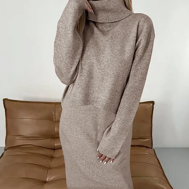 Осень-зима 2024 женские комплекты из 2 предметов вязаные водолазки с длинными