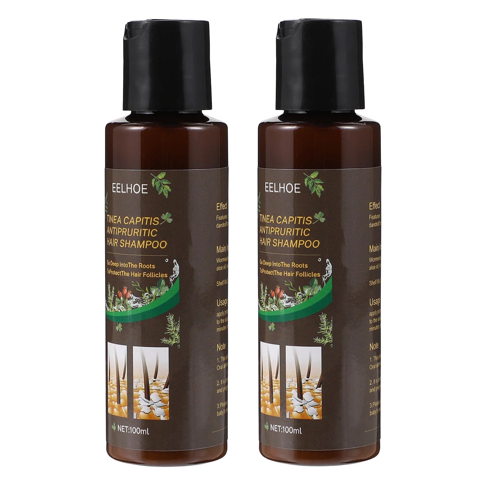 

2Pcs Simple Anti-itch Shampoo Travel Anti-dandruff Shampoo Lotion (Black)