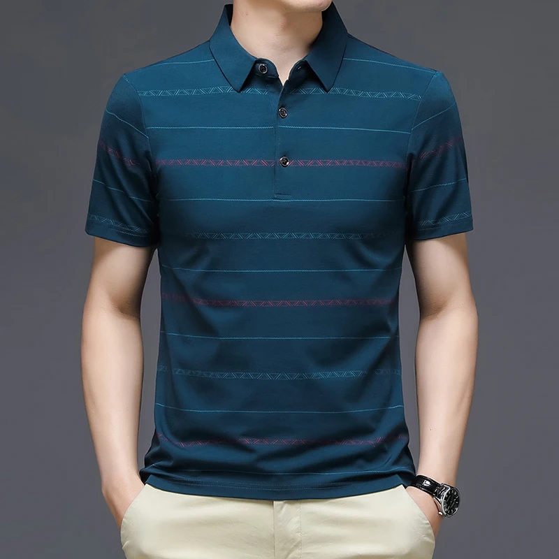

Luxury Brand Summer Polo Shirt for Men 2023 Casual Shirts Turn Down Collar Anti-wrinkle Social Poloshirt Men