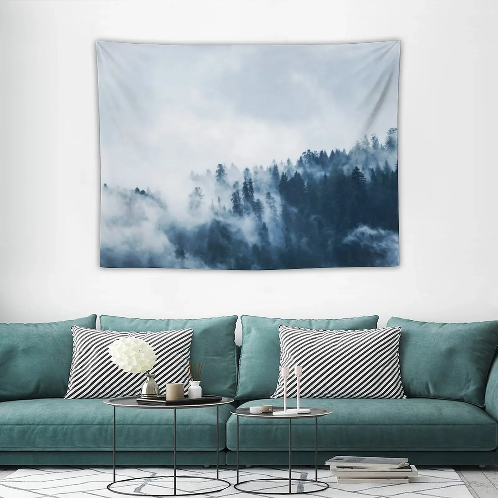 Матовый зимний лесной гобелен подвесной настенный декор для фотографий