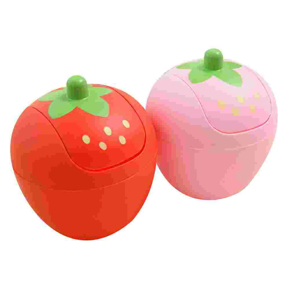 

Can Trash Garbage Bin Desktop Mini Waste Strawberry Storage Small Desk Cute Table Kitchen Basket Lid Container Swingcans Case