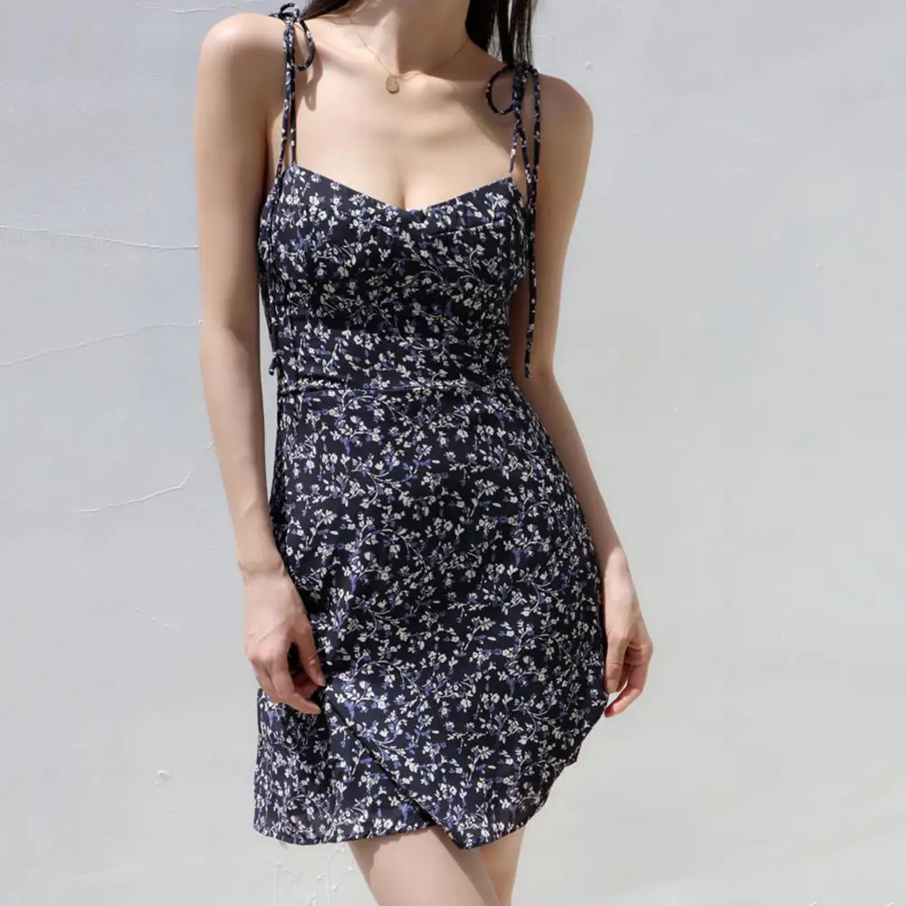 

Женское летнее платье выше колена, красивое женское платье с цветочным принтом для свиданий и отпуска