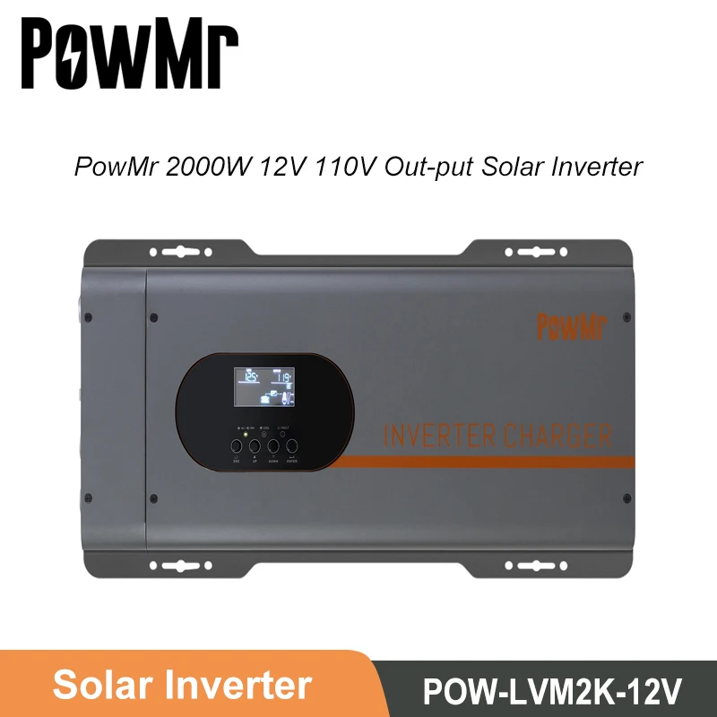 

Инвертор мощности PowMr, 2000 Вт, 12 В постоянного тока в переменный ток, Преобразователь мощности 110 В, ЖК Солнечный инвертор Чистая Синусоидальн...