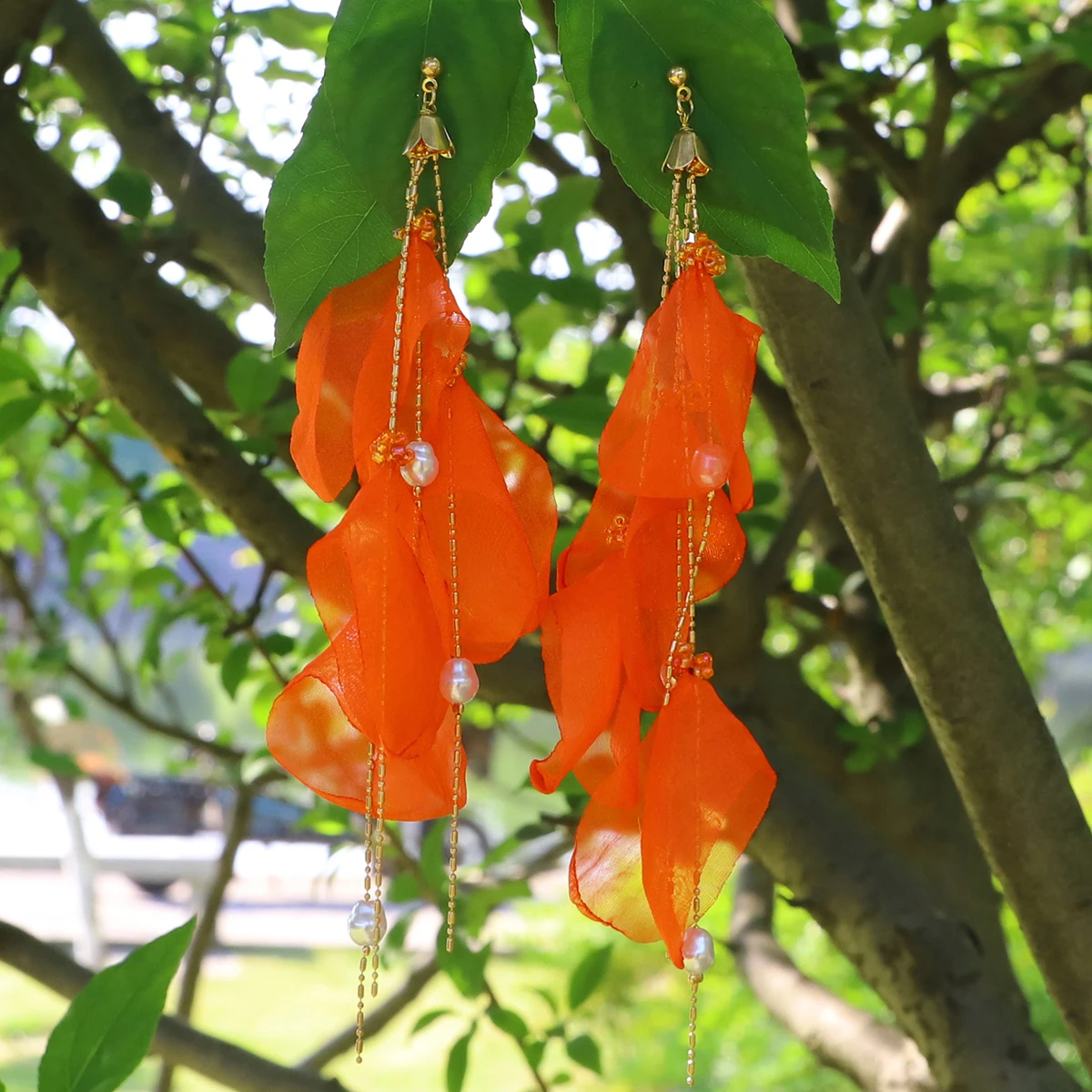 

Dvacaman длинные медные цепи шифоновая пряжа кисточки серьги для женщин богемные Листья Подвеска Висячие серьги красивые ювелирные изделия ...