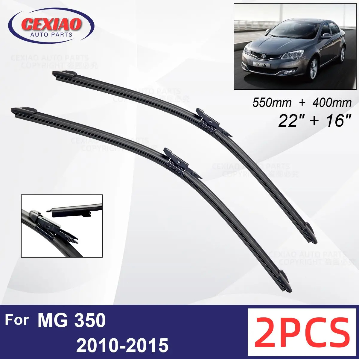

Car Wiper For MG 350 2010-2015 Front Wiper Blades Soft Rubber Windscreen Wipers Auto Windshield 22"+16" 550mm + 400mm