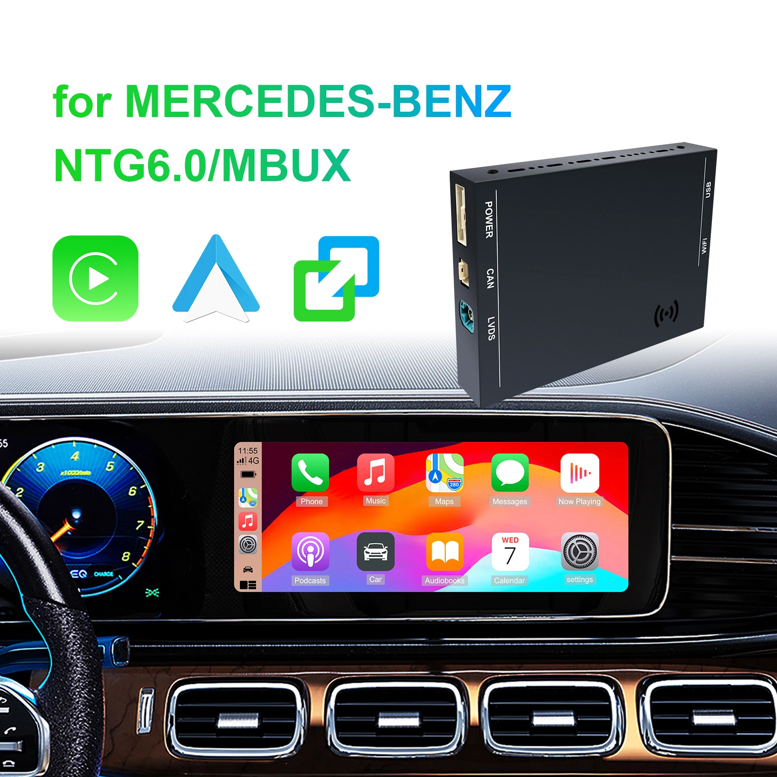 Комплект обновления экрана OEM декодер коробка CarPlay Android Auto Mirror Link для Benz A B C E GLA GLK GLS