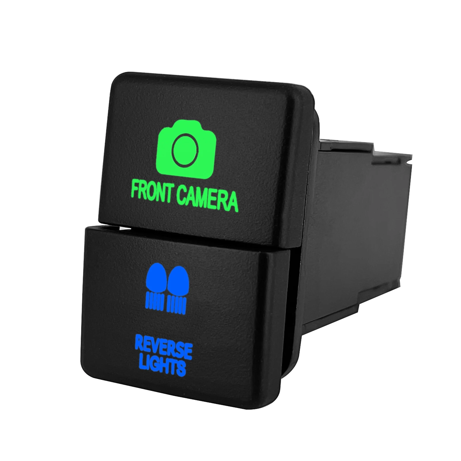 

Двойной светодиодный кнопочный переключатель 12В-24В ВКЛ./ВЫКЛ. Передняя камера и задняя камера синего и зеленого цвета для автомобиля Toyota 4runner Hilux RAV4 Prado