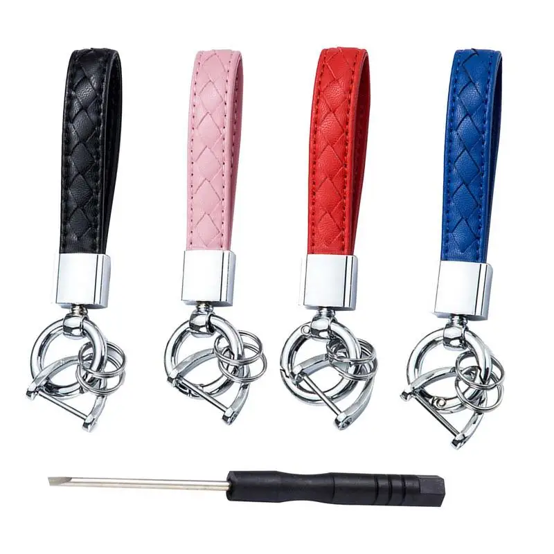 

Брелки для женщин, черный кожаный ремешок на запястье, Универсальный брелок для ключей, кожаный брелок для ключей с 2 Ke