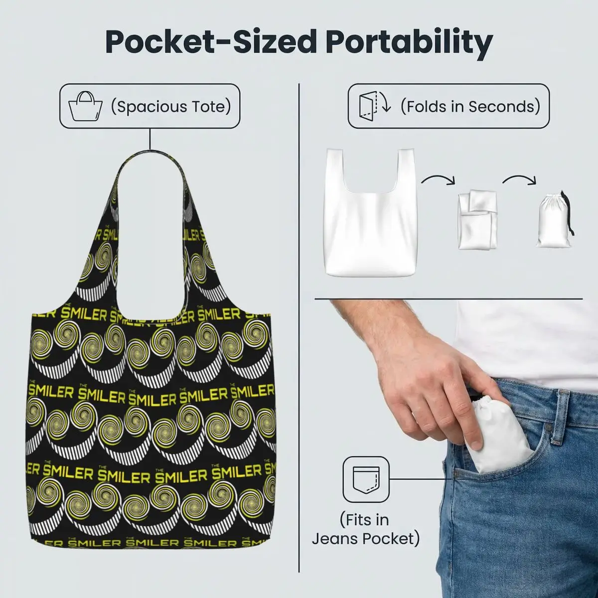 Фото Сумка-шоппер The Smiler Alton Towers Merch UK Active из холста, большая вместимость, сумка через плечо для покупок и продуктов для женщин. №4