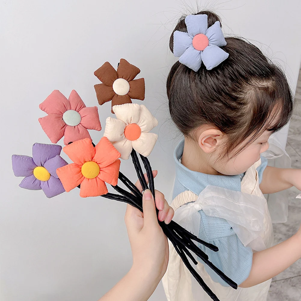 

Милая модная заколка для волос с цветами, заколка для пучка, повязка на голову, аксессуары для ленивых волос, Детская прическа, заколка для в...