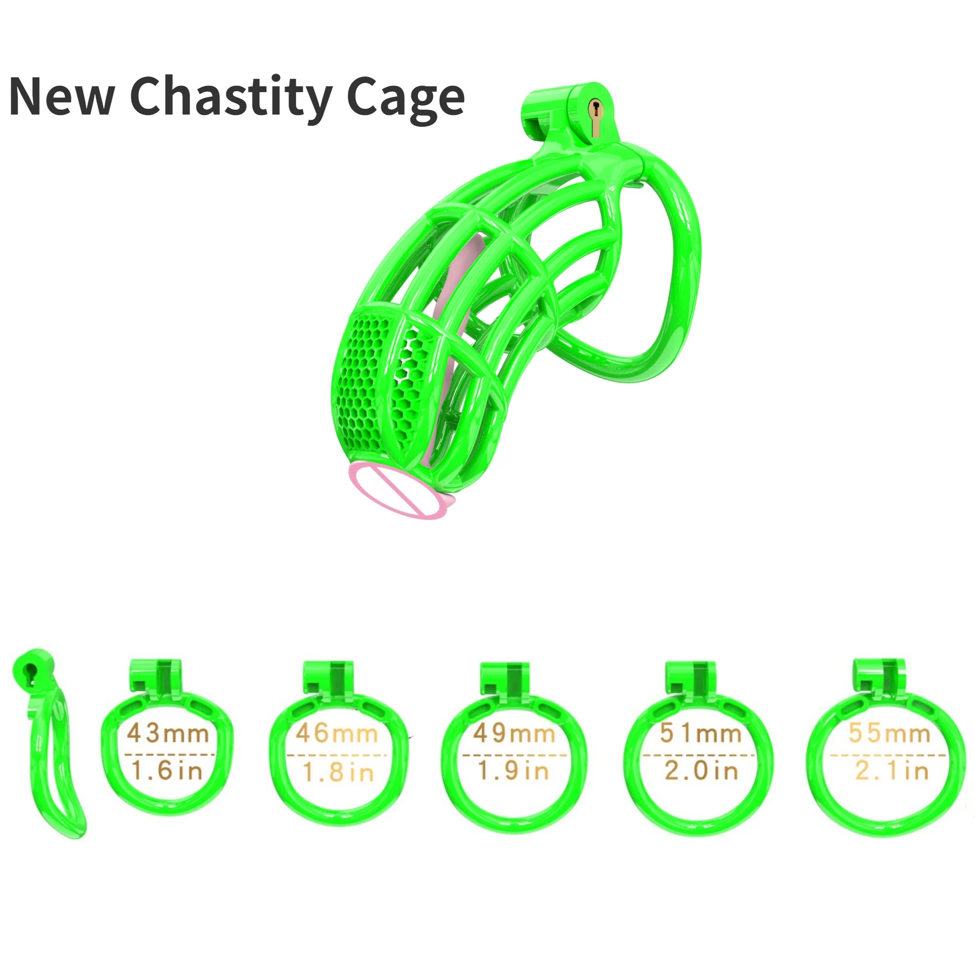 Новая Пластиковая Зеленая клетка верности с кольцом на пенис 5 размеров
