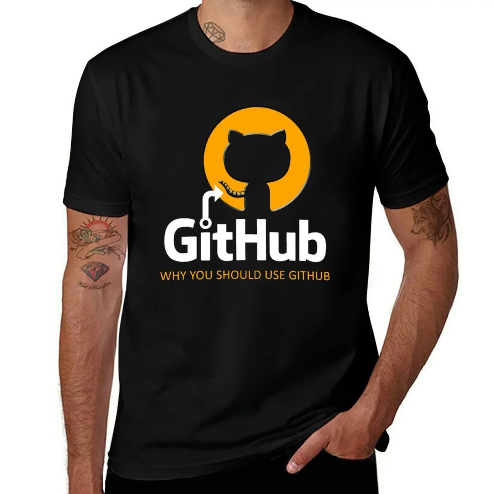 Фото Почему вы должны использовать футболку Github, хлопковая футболка, мужские футболки из 100% мужчин, футболка №1