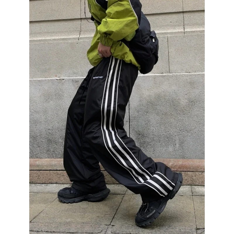 

Y2K Vintage Cargo Pants man Hip Hop Streetwear Striped Wide Leg Joggers Sweatpants Oversized 90s Retro Track Pantalones