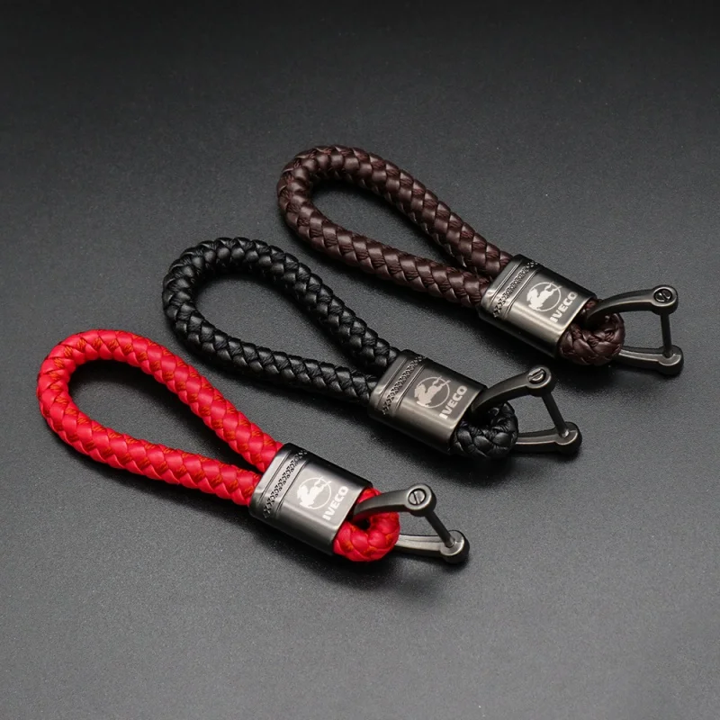 

Custom made Car Metal Key chain For IVECO Banner 3ftx 5ft Fashion Laser Engraving Car Metal Key Ring Leather Braided Rope