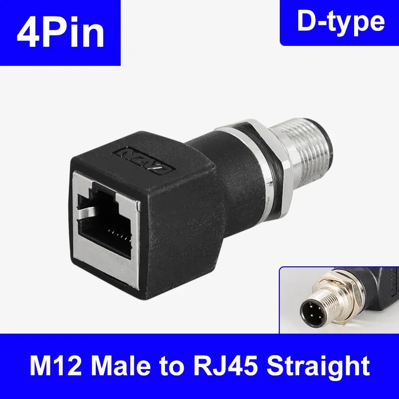 

Адаптер M12 к RJ45 M12 Позолоченный медный 4-контактный D-код/8-контактный разъем типа A/X для кодирования на RJ45 «папа-мама»