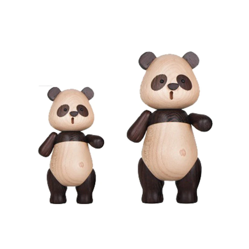 

LJL-Home Decoration Cute Panda Animal Accessories Creative Handicraft Wooden Toys Office Desktop Miniatures Figurine
