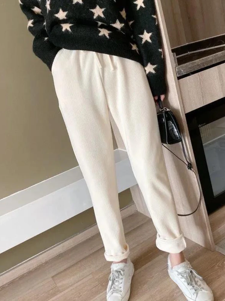 

Women's Winter Pants Fleece High Waist Chenille Harem Pant Casual Thick Warm Trousers Ankle Length Velvet Pant for Women Joggers