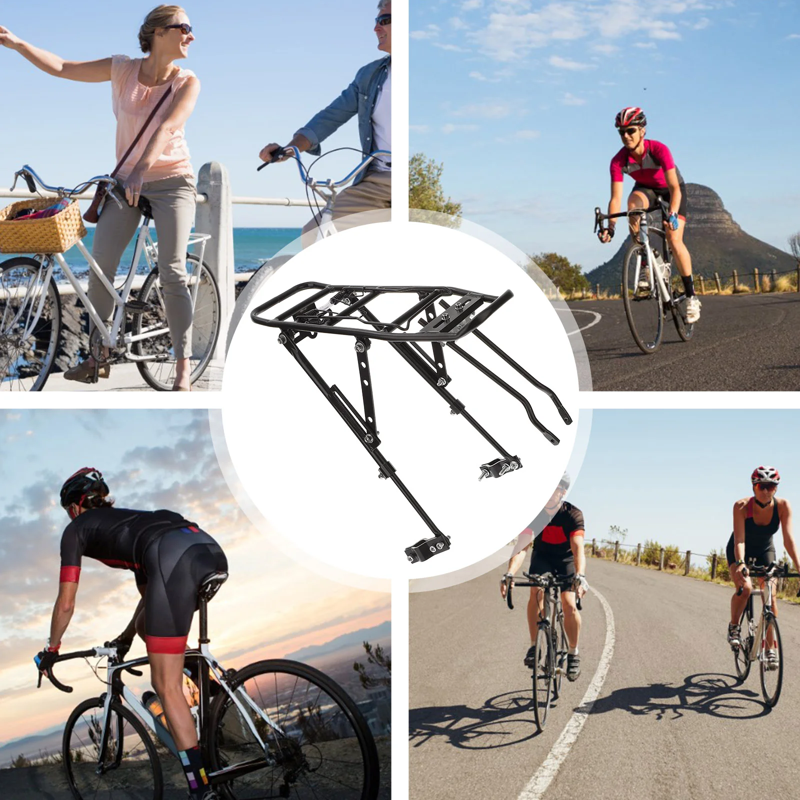 

Rear Bike Rack Bike Cargo Rack- On Carrier Rack- Easy to Install Quick Release- Height Adjustable for 26- 29 Frames