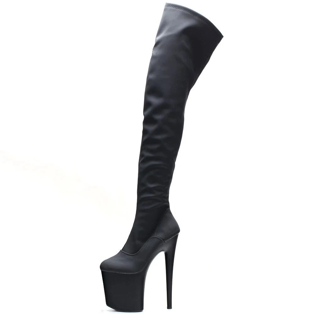 Sexy Brand Over The Knee Boots 8' Super High Heel Platform Solid PU Leather Zip Women Dancer Show Cosplay Party Boots