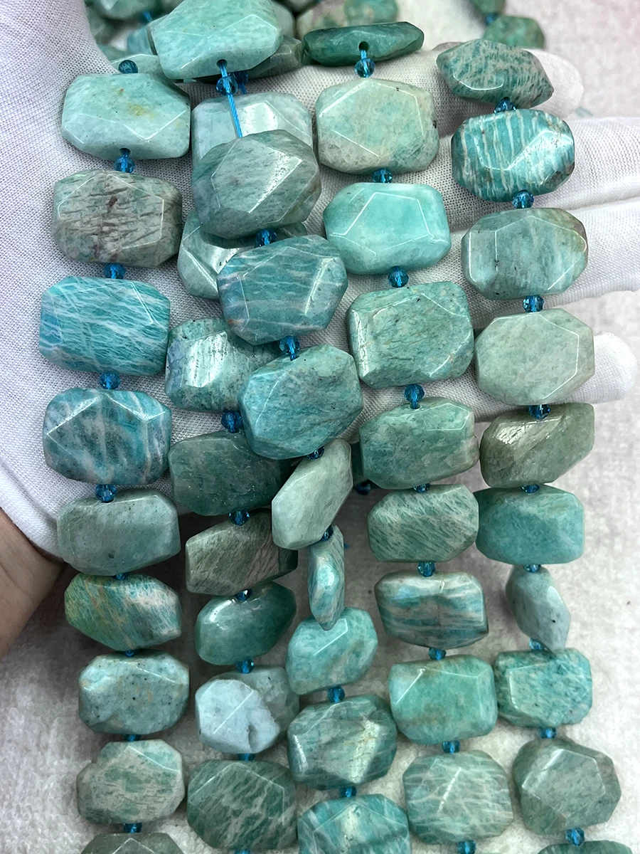 

Natural Amazonite Rectangle Tianhe Stone Section Beads Faceted Loose Spacer For Jewelry Making DIY Necklace Bracelet 15''