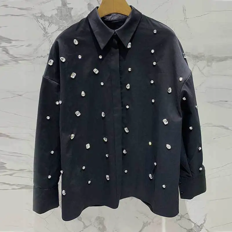 Рисунок 2 - Женская Однотонная рубашка со стразами