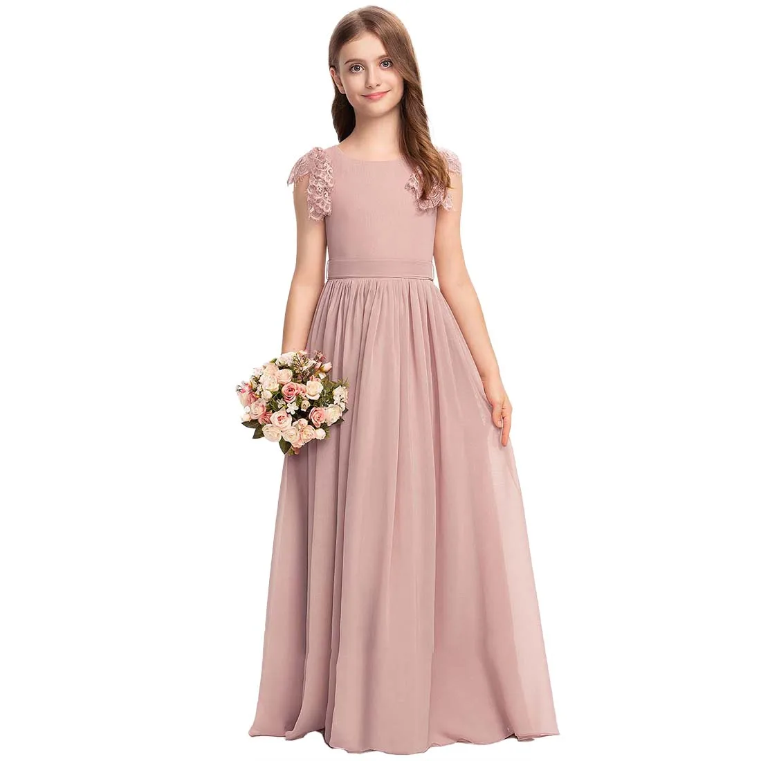 yzymanualroom-flower-girl-dress-chiffon-lace-junior-bridesmaid-dress-with-bow-4-15t（18-colors
