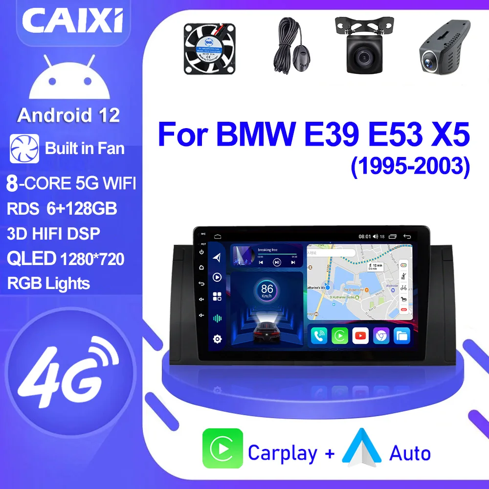 Автомагнитола CAIXI GX9 2 din Android для BMW 5 E39 1995 - 2003 E53 X5 M5 4G GPS dvd |
