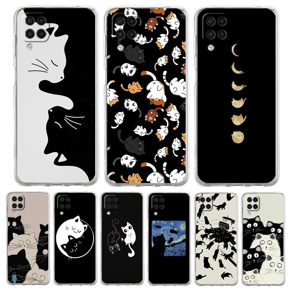 

Cartoon Cat Case for Samsung Galaxy A13 A22 A32 A52 A72 A51 A71 A11 A31 A41 A33 A53 A73 5G Transparent Silicone Shell Capas Bags