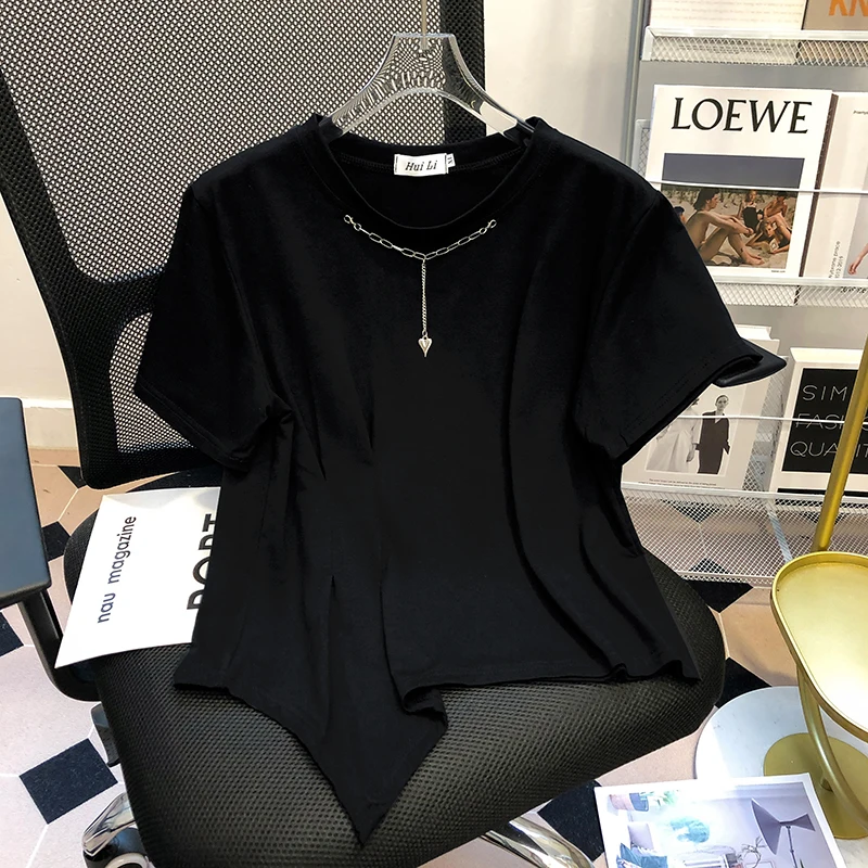 

Футболка женская хлопковая оверсайз, с коротким рукавом, однотонная