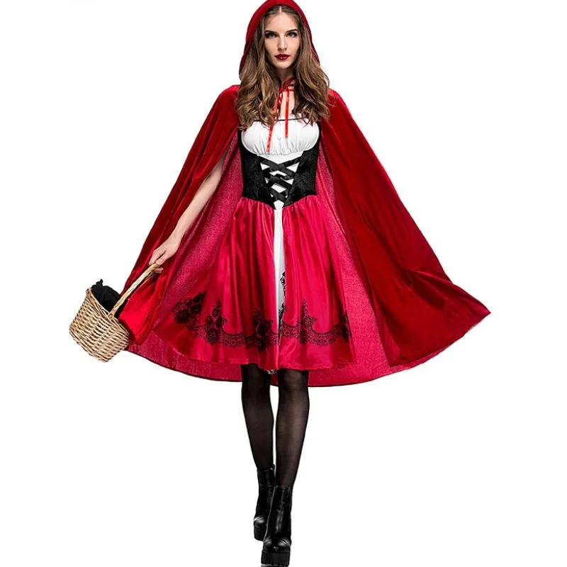 Женский костюм с капюшоном красного цвета на Хэллоуин женский забавное вечернее