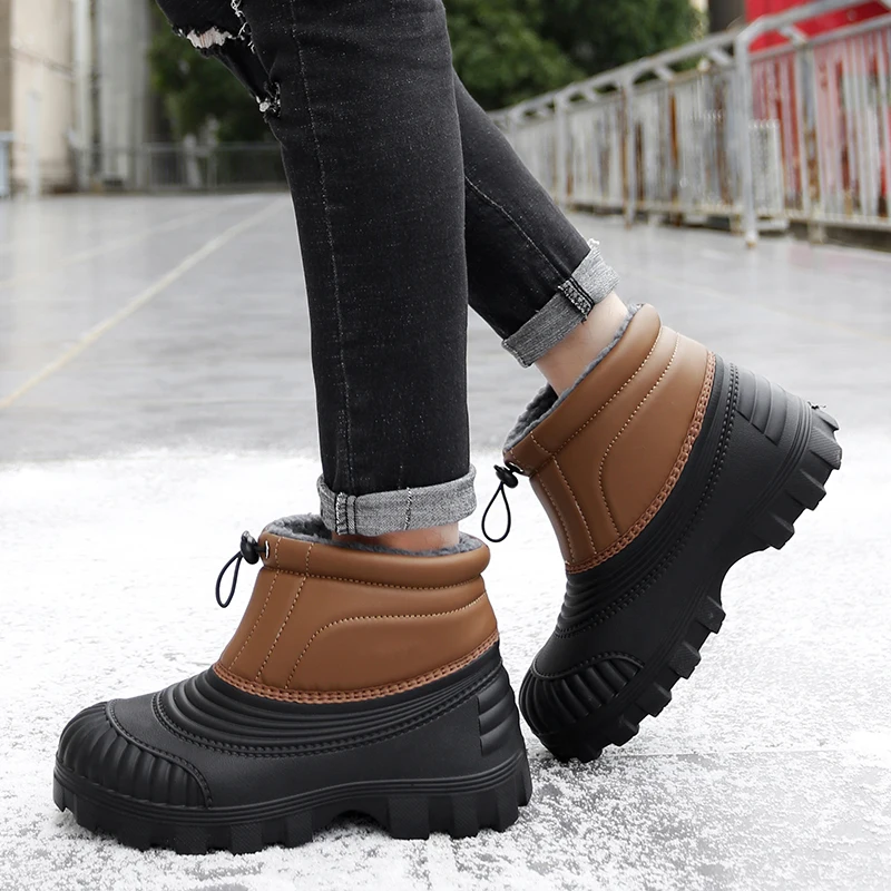 Men Boots Winter Plush Warm Snow Shoes Comfortable Life Waterproof Mens Leather Sneakers Male Boots