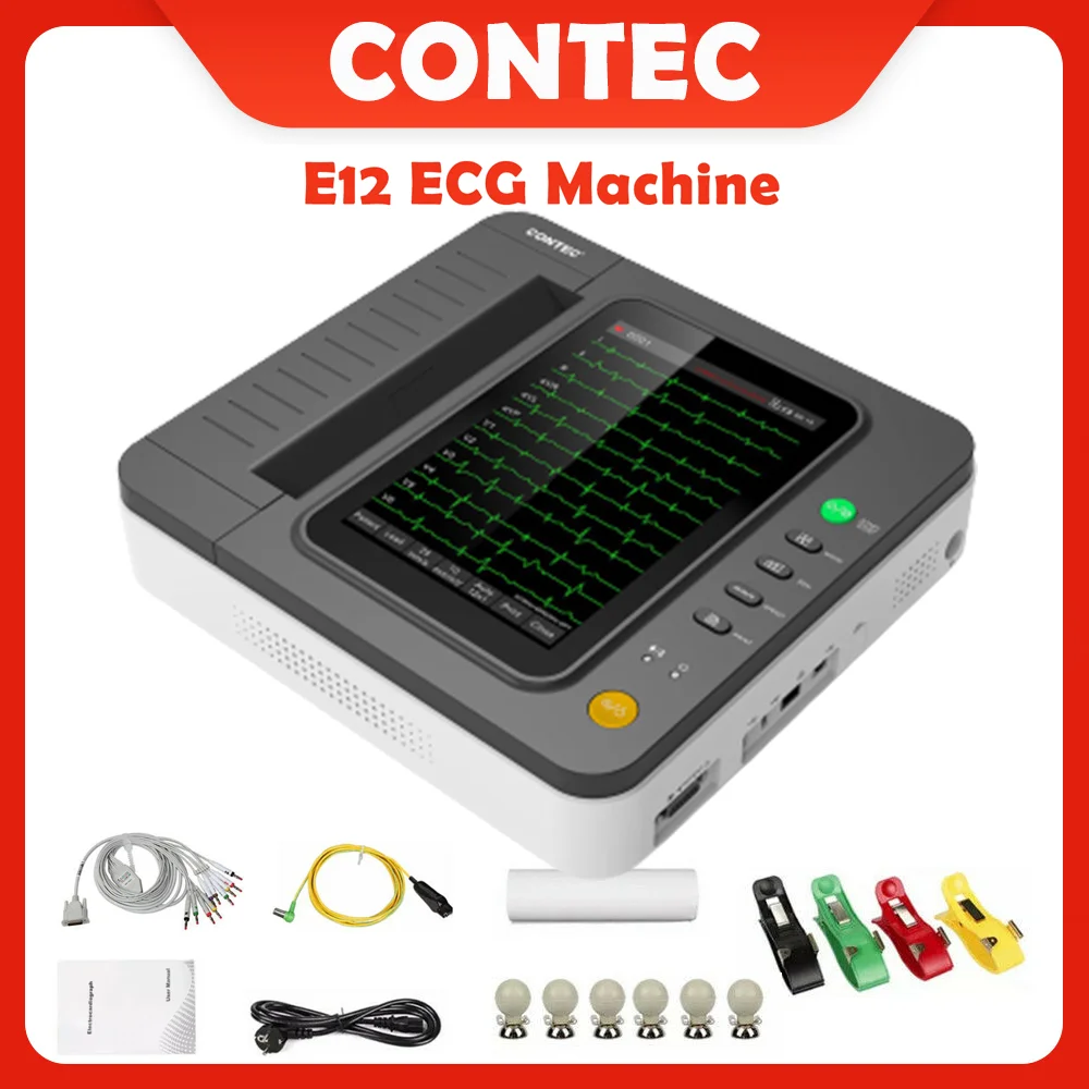

CONTEC E12 ECG/EKG 12 lead/channel electrocardiograph hospital care color touch LCD screen