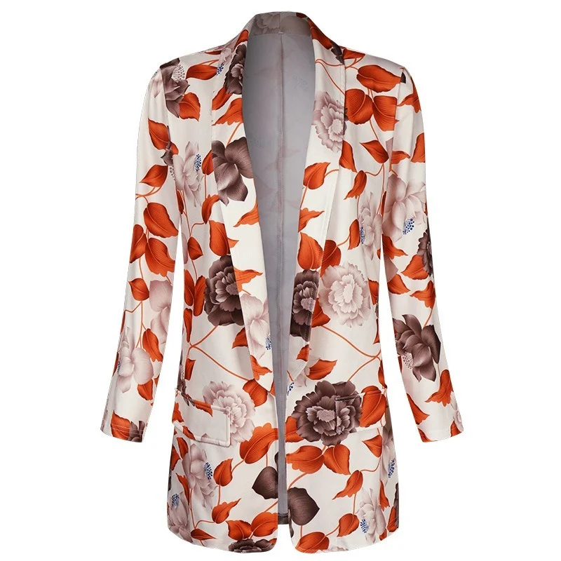 Floral Print Loose Color Blazer Women's Jacket Long Sleeve Casual Office Lady Streetwear Elegant Fashion 2023 Spring and Autumn