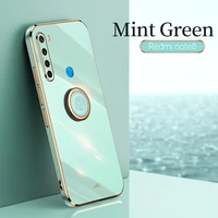 plating square finger ring holder phone case on for xiaomi redmi note 8t 8 t note8 2021 new luxury soft silicone stand cover