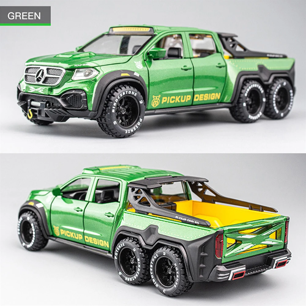 Scale 1/28 Benz X-class EXY 6X6 Pickup Metal Diecast Alloy Toys Cars Models Trucks For Boys Children Kids Vehicles Collection images - 6