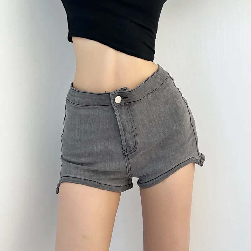 

Denim Girl TVVOVVIN Spicy Irregular High Waist Wrapped Hip Tight Shorts Show Long Legs Wrapped Hip Women's Hot Pants FWML