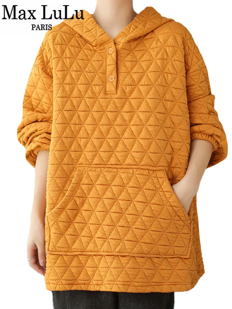 

Max LuLu 2022 зимняя модная теплая одежда женская Свободная винтажная толстовка с капюшоном с подкладкой женские элегантные повседневные толсто...